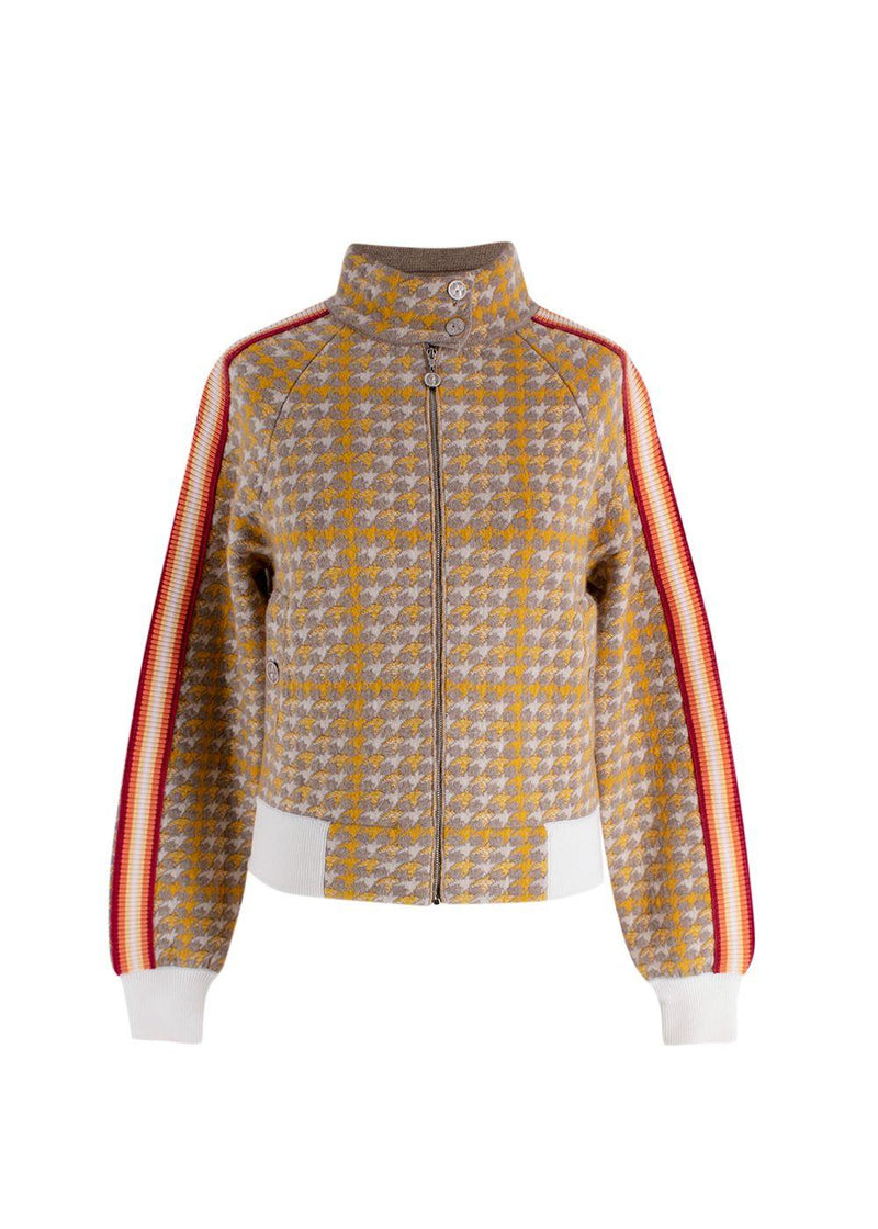 Barrie Yellow Houndstooth Cashmere Blend Jacket and Skirt Suit