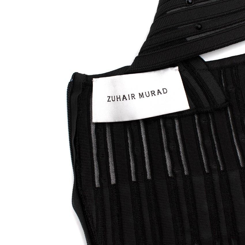Zuhair Murad Black Embellished Stretch Silk Sheer Panelled Mini Dress