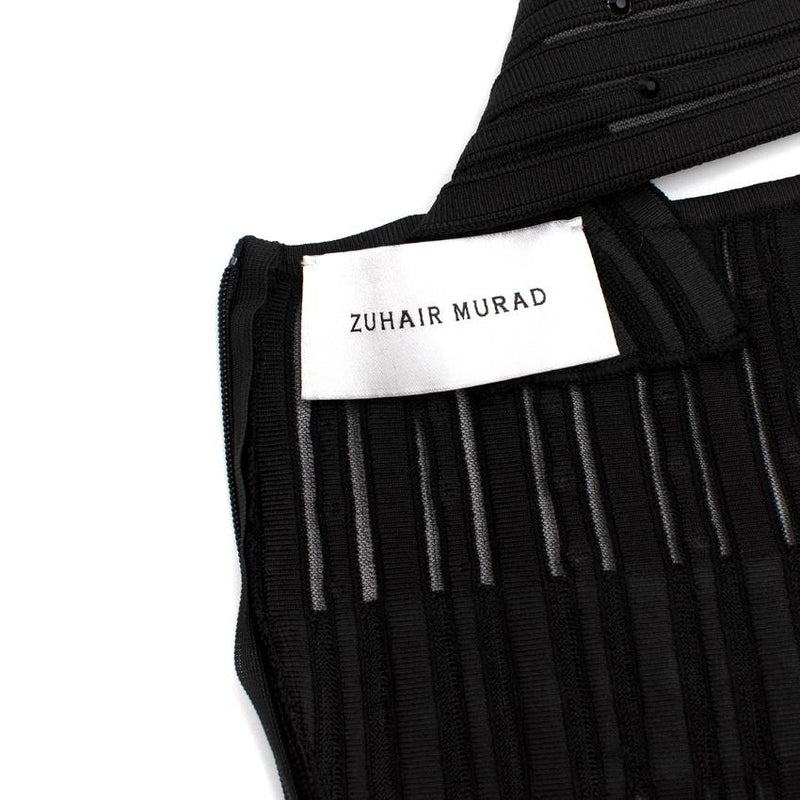 Zuhair Murad Black Embellished Stretch Silk Sheer Panelled Mini Dress