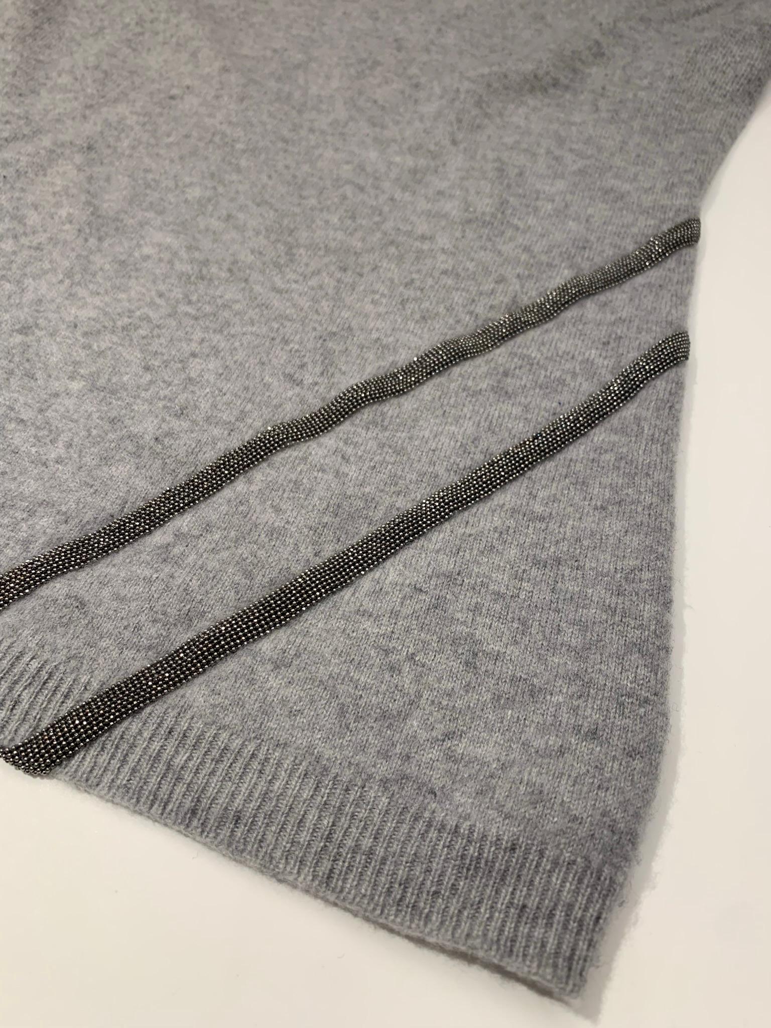 Grey Embellished Cashmere Blend Jumper