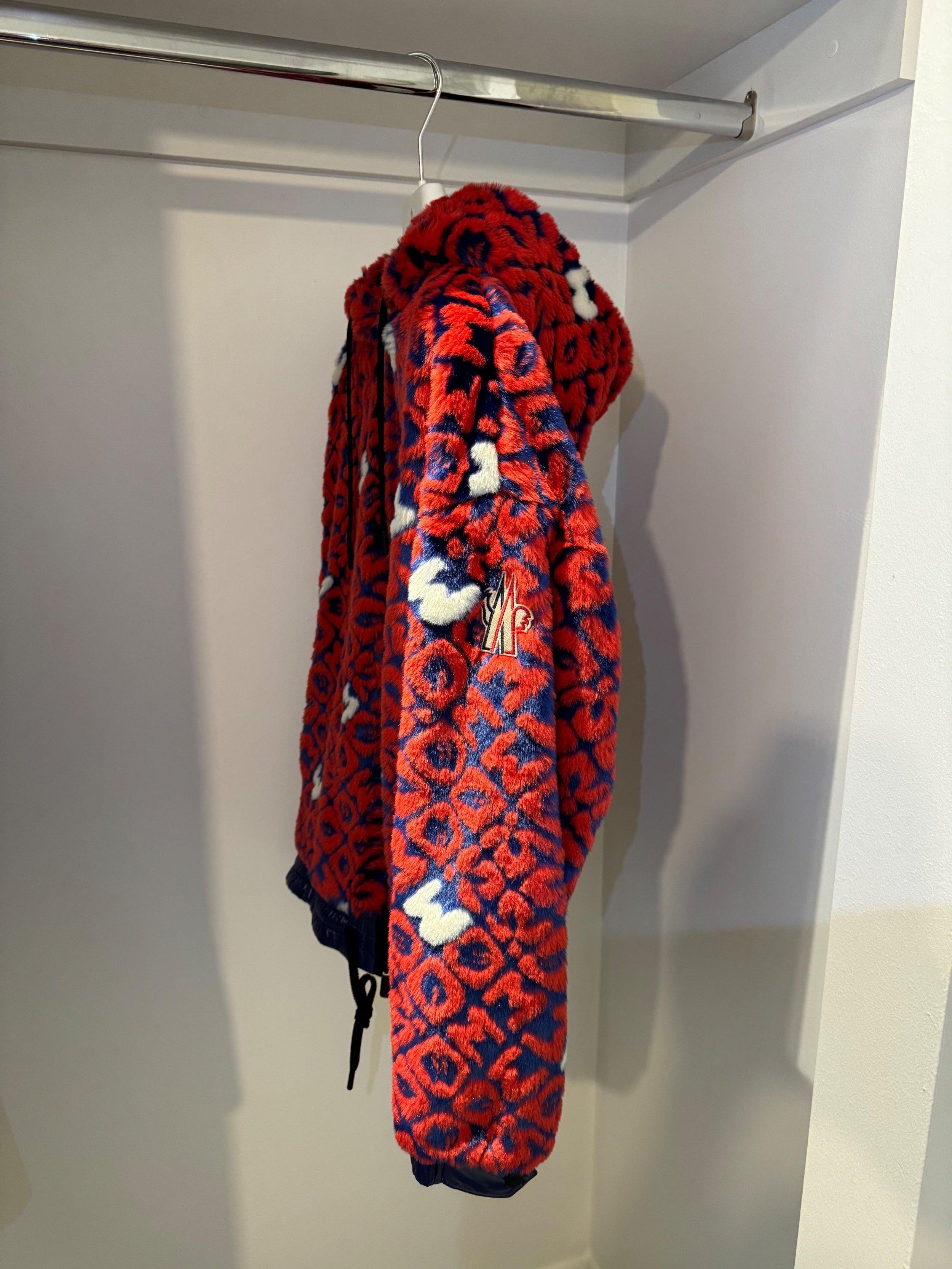 Moncler Red Faux Fur Grenoble Jacket