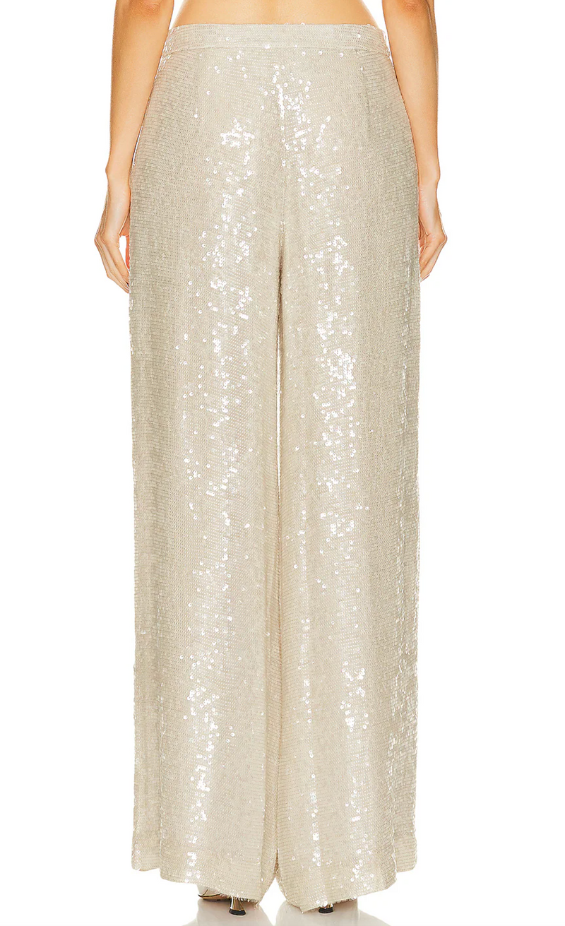 Lapointe Sequin Viscose Relaxed Wide Leg Trouser