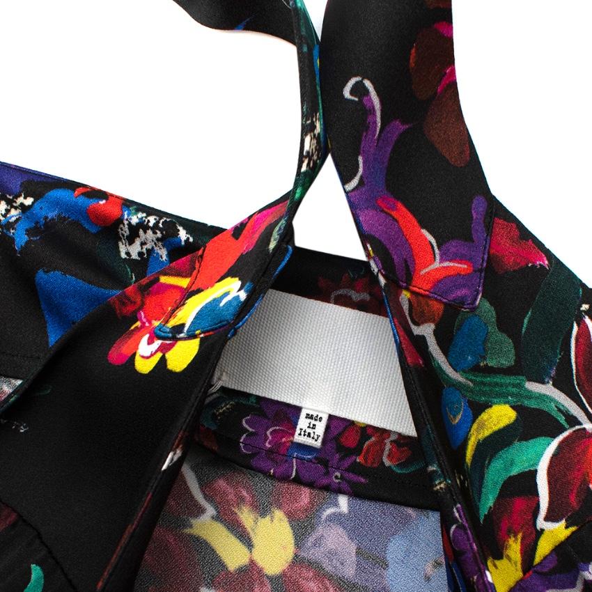 Maison Margiela Black Satin Sleeveless Floral Dress