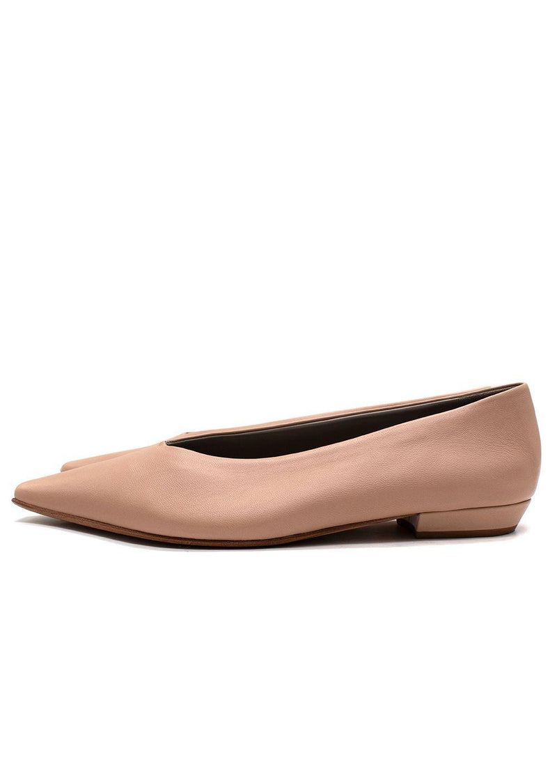 Bottega Veneta Nude Leather Almond Flat Pumps