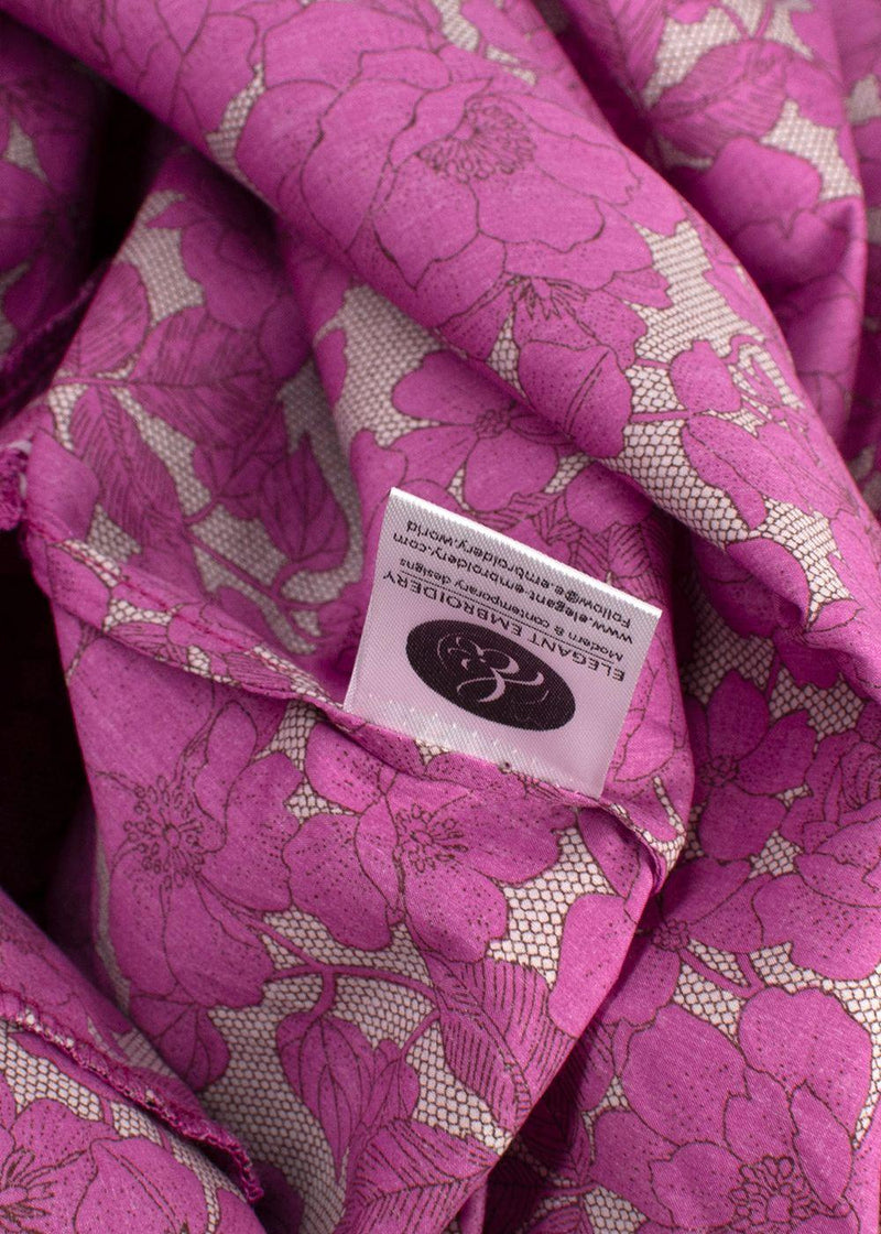 Elegant Embroidery Fuchsia Floral Embroidered Kaftan