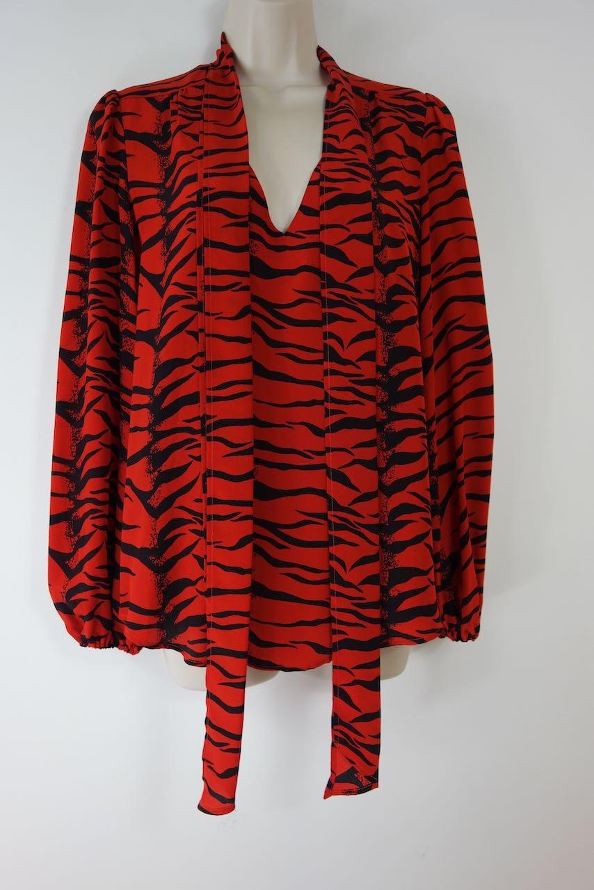 Moss Pussy-bow Tiger-print Silk-crepe Blouse