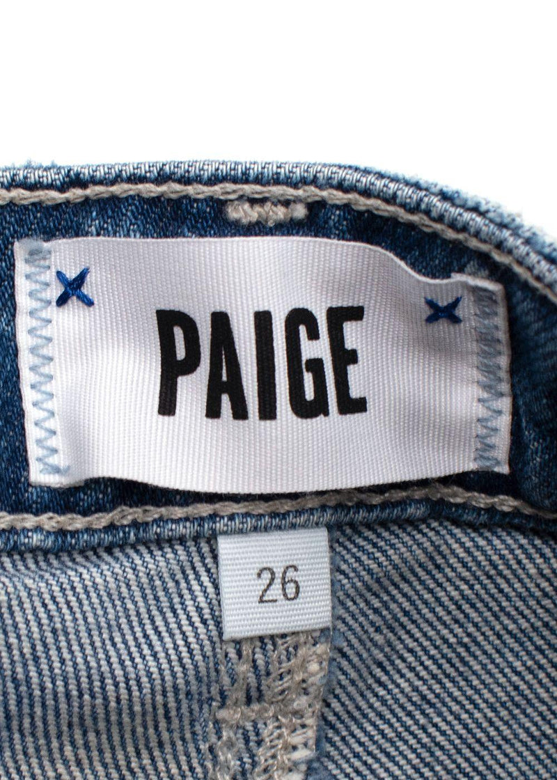 Paige Denim Distressed Hem Blue Jeans
