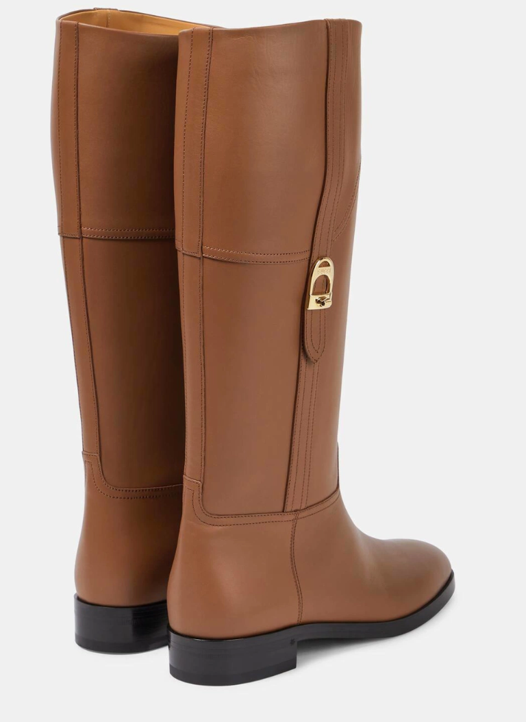 Gucci Tan Brown Leather Knee High Boots
