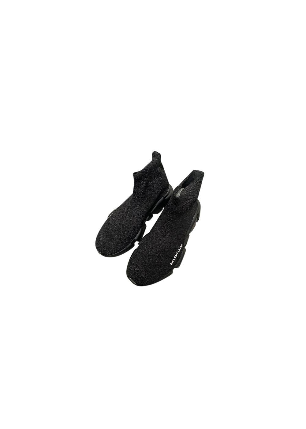 Black glitter stretch knit Speed trainers