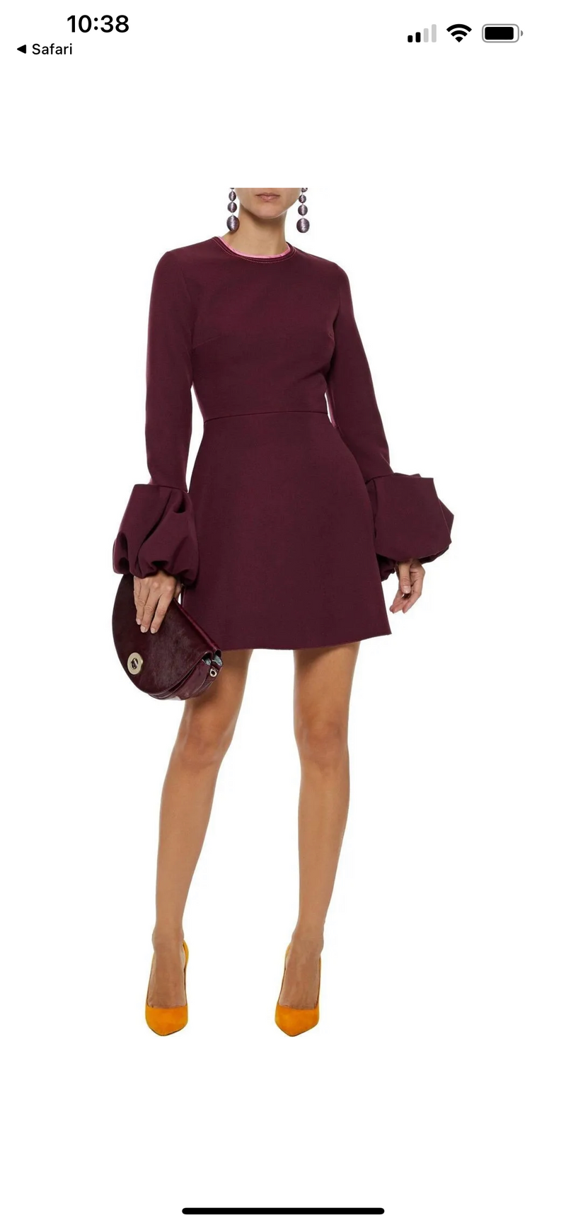 Burgundy Bell-Cuff Mini Dress