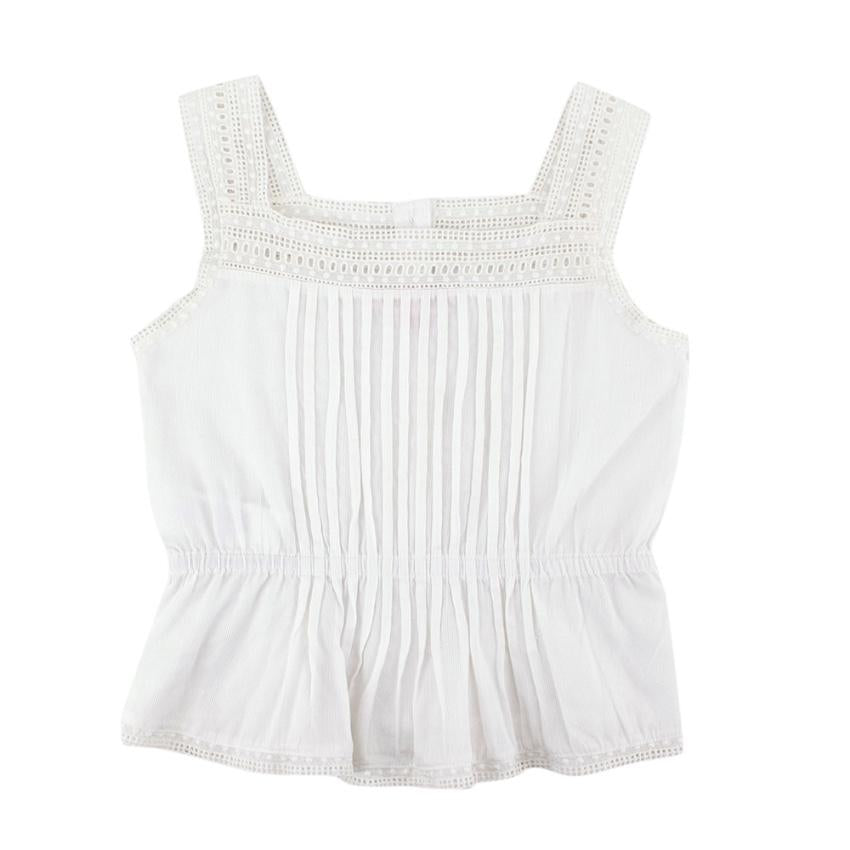 Bonpoint White Cotton Lace Details Ruffled Top