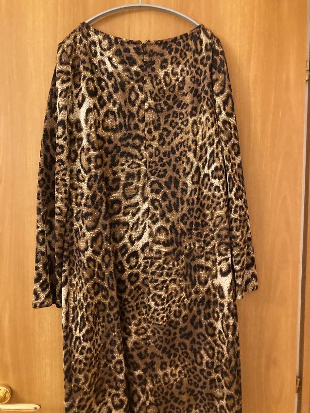 St. John Leopard Print Wool Blend Jersey Dress