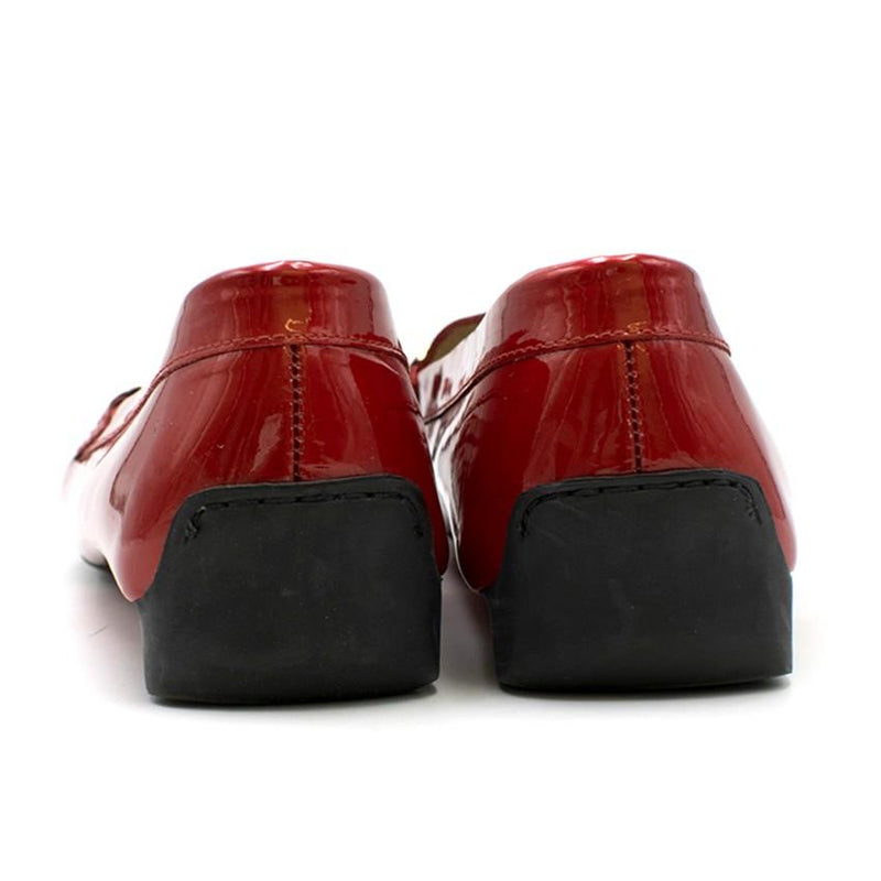 St. John Red Metallic Leather Loafers