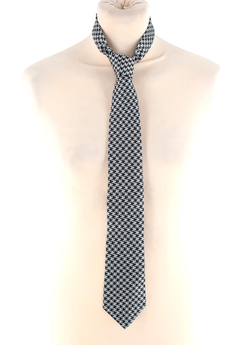 Hickey Freeman Green & Grey Houndstooth Tie