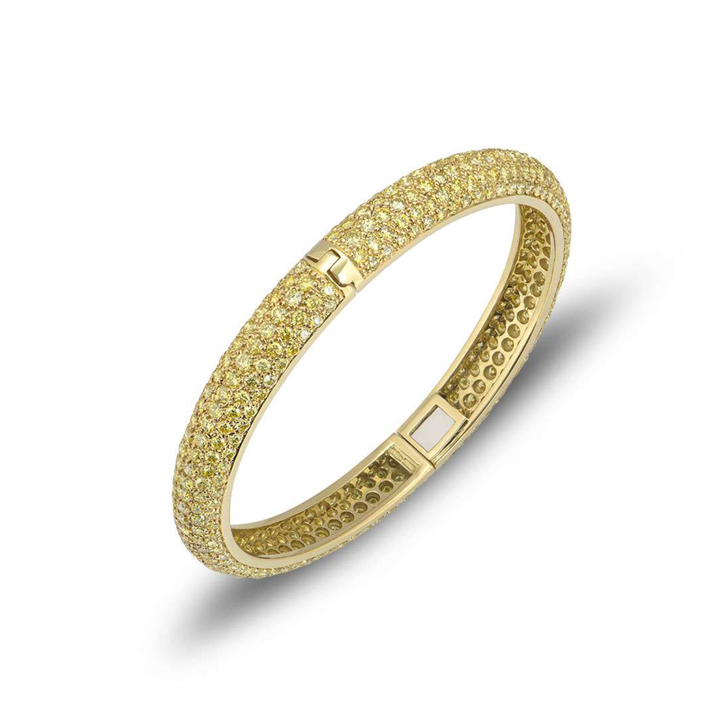 18ct yellow gold & yellow diamond hinged bangle 5.60ct TWD