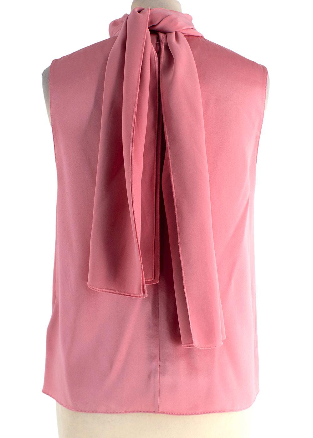 Roksanda Pink Sleeveless Silk Blouse with Neck Tie
