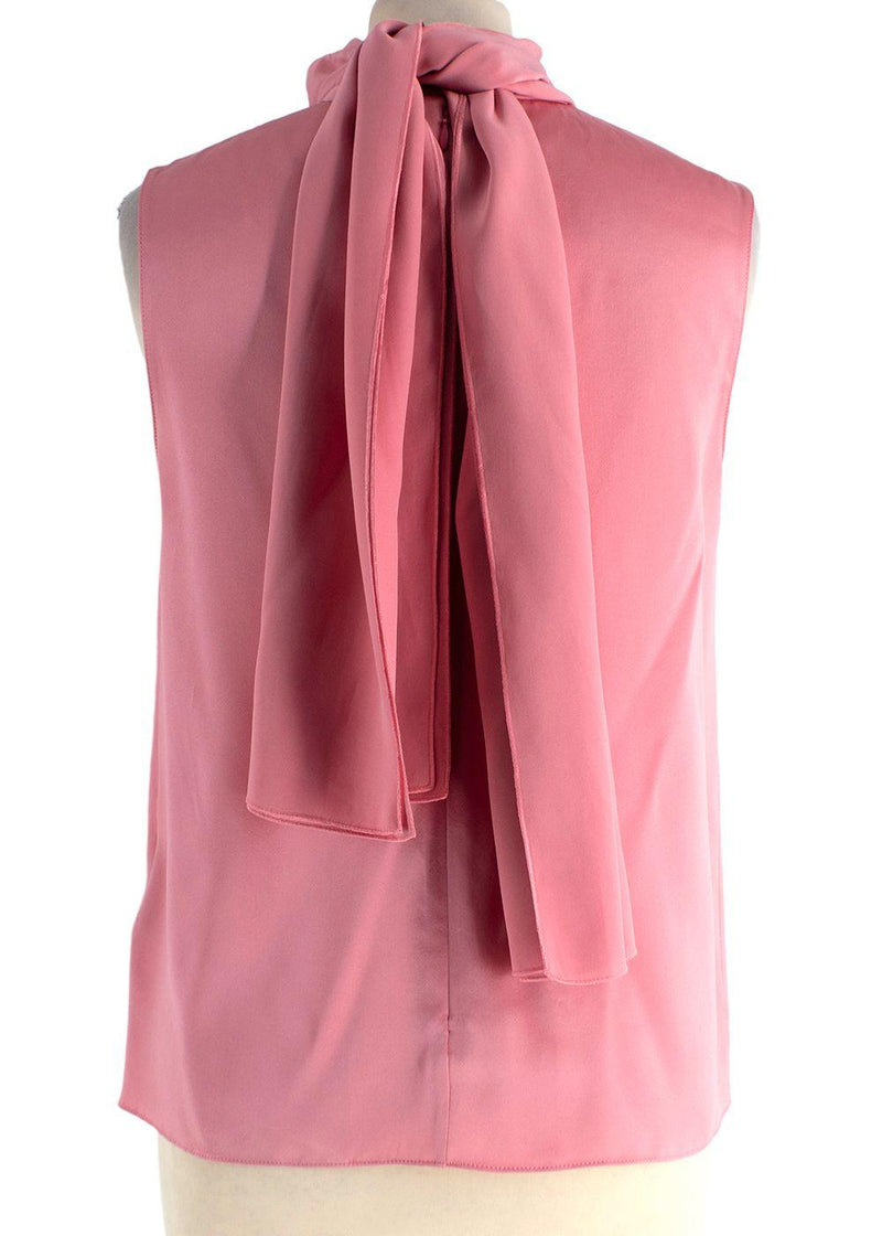 Roksanda Pink Sleeveless Silk Blouse with Neck Tie