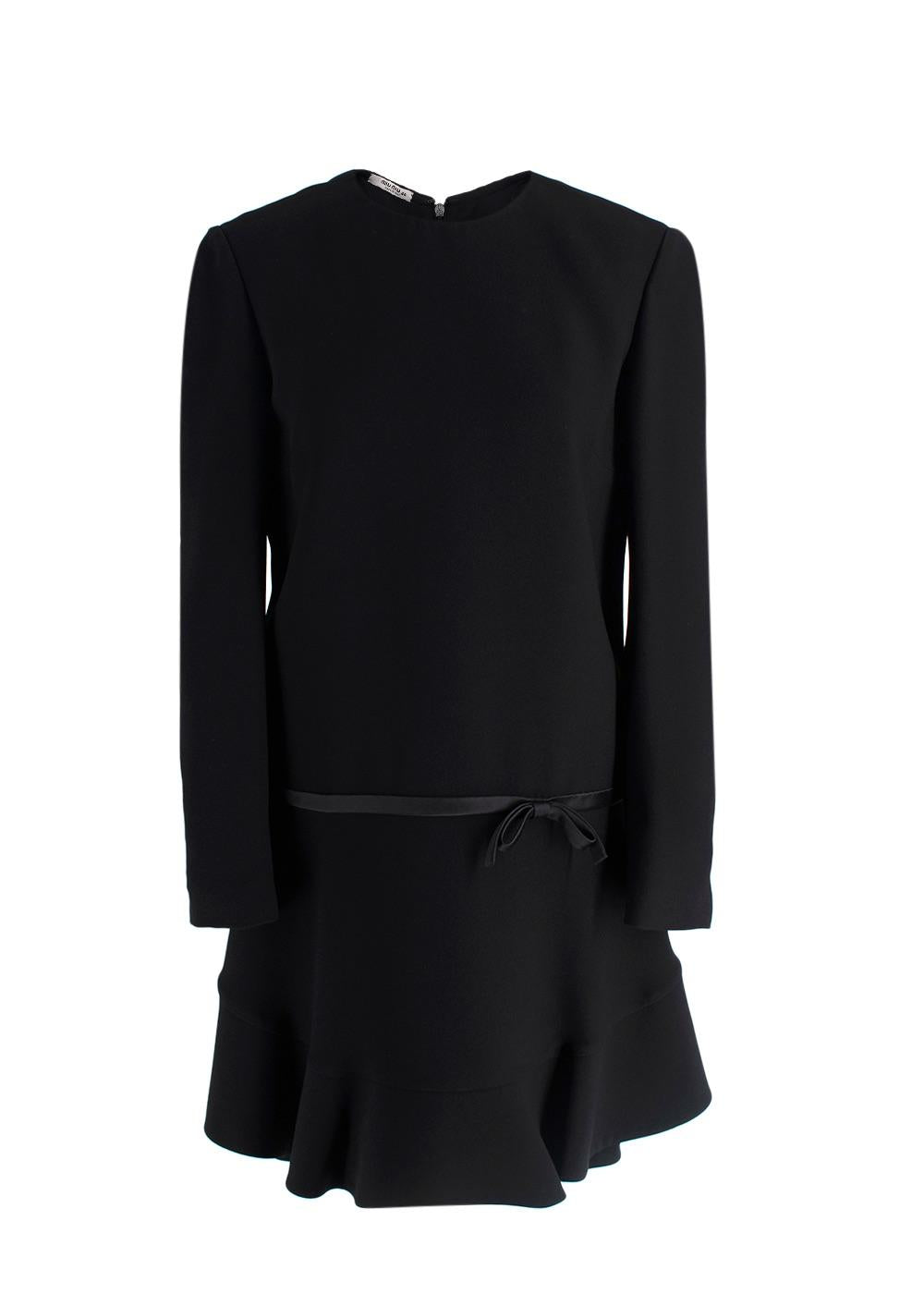 Miu Miu Black Long Sleeve Bow Detail Mini Dress