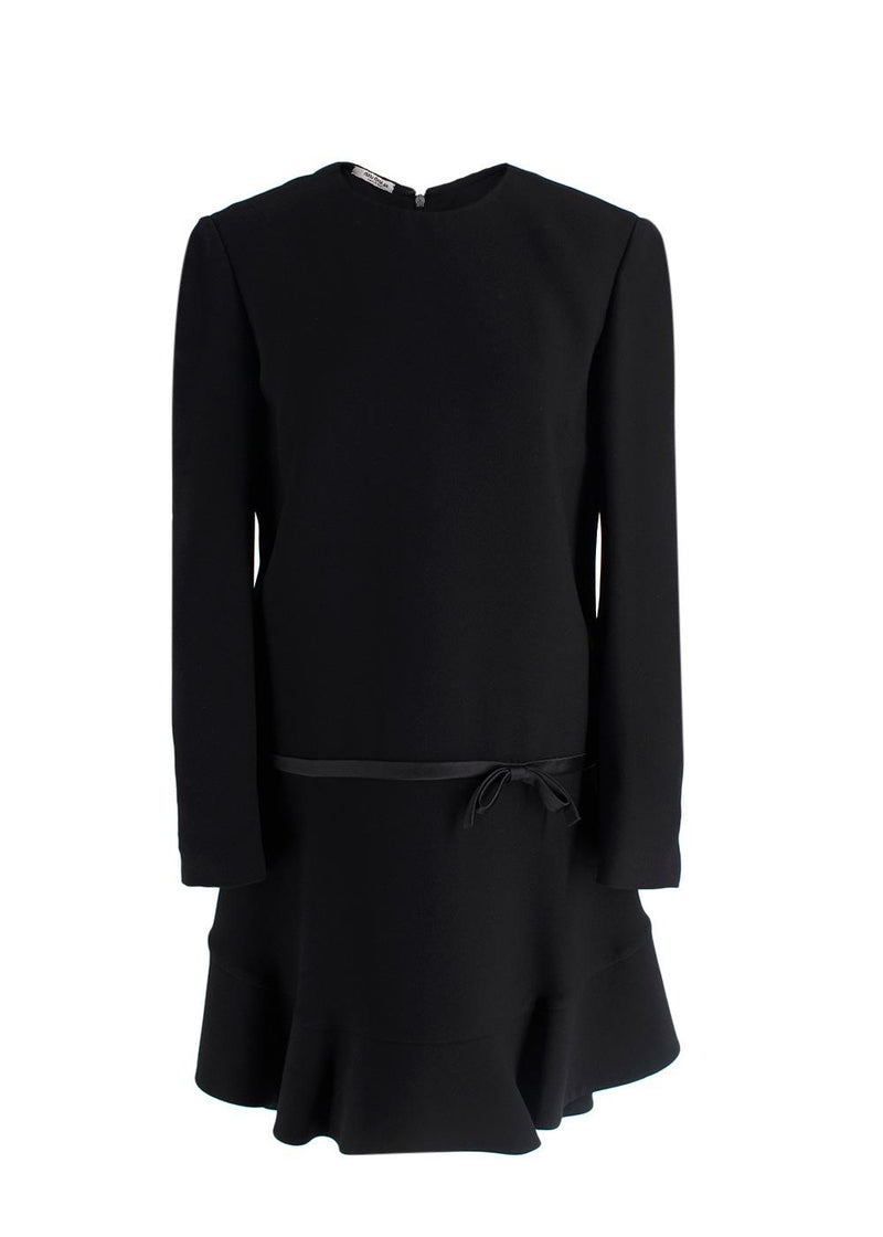 Miu Miu Black Long Sleeve Bow Detail Mini Dress