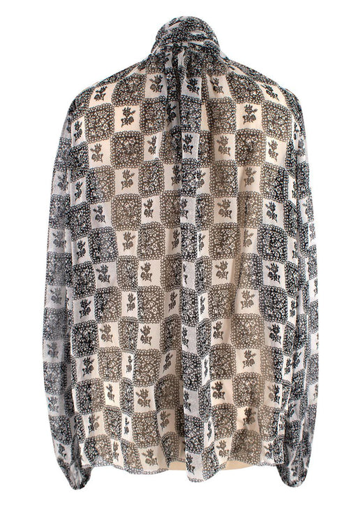Dolce & Gabbana White and Black Sheer Silk Blouse