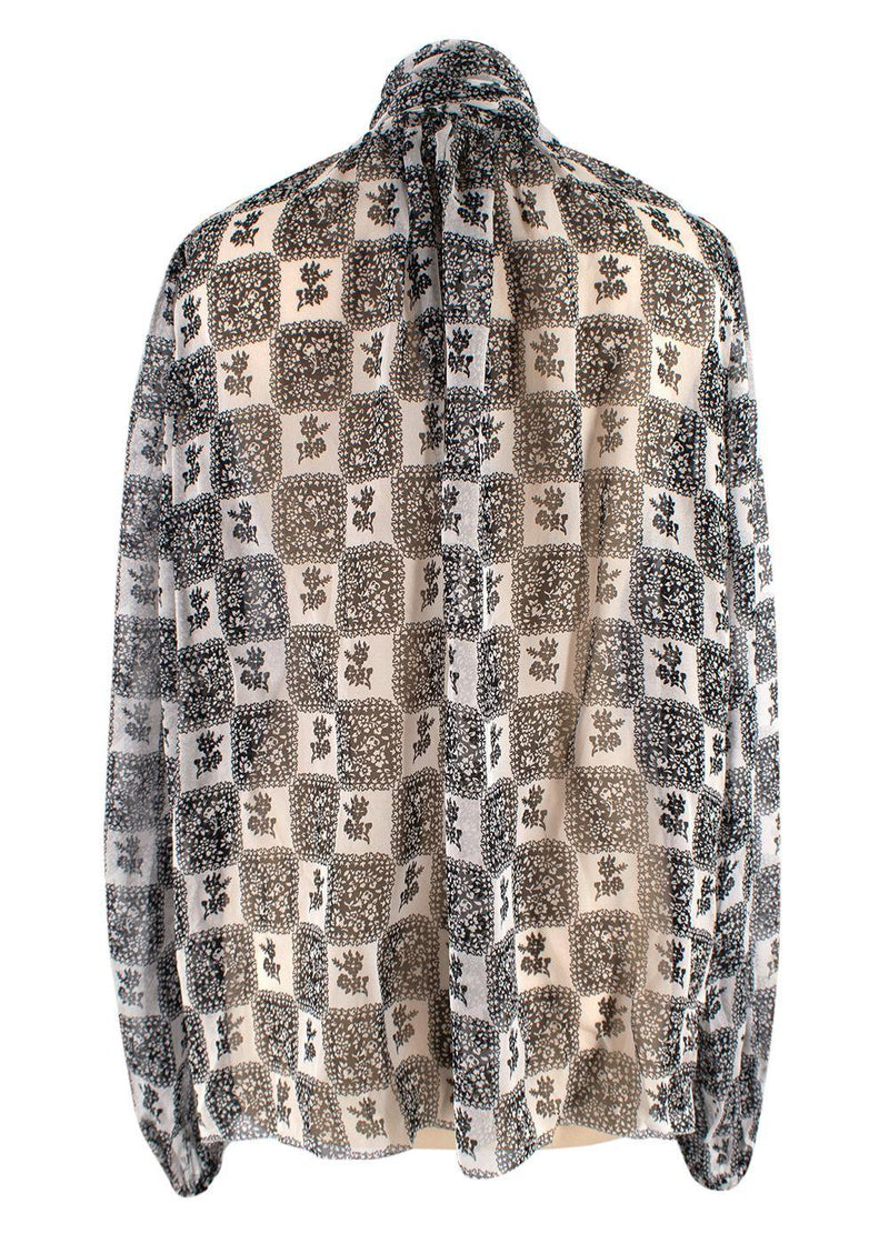 Dolce & Gabbana White and Black Sheer Silk Blouse