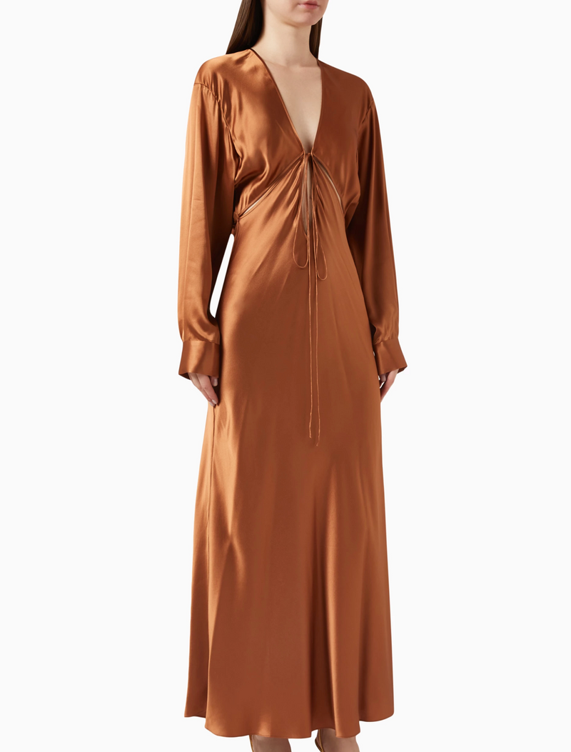 Christopher Esber Triquetra Front-tie Maxi Dress in Silk-satin