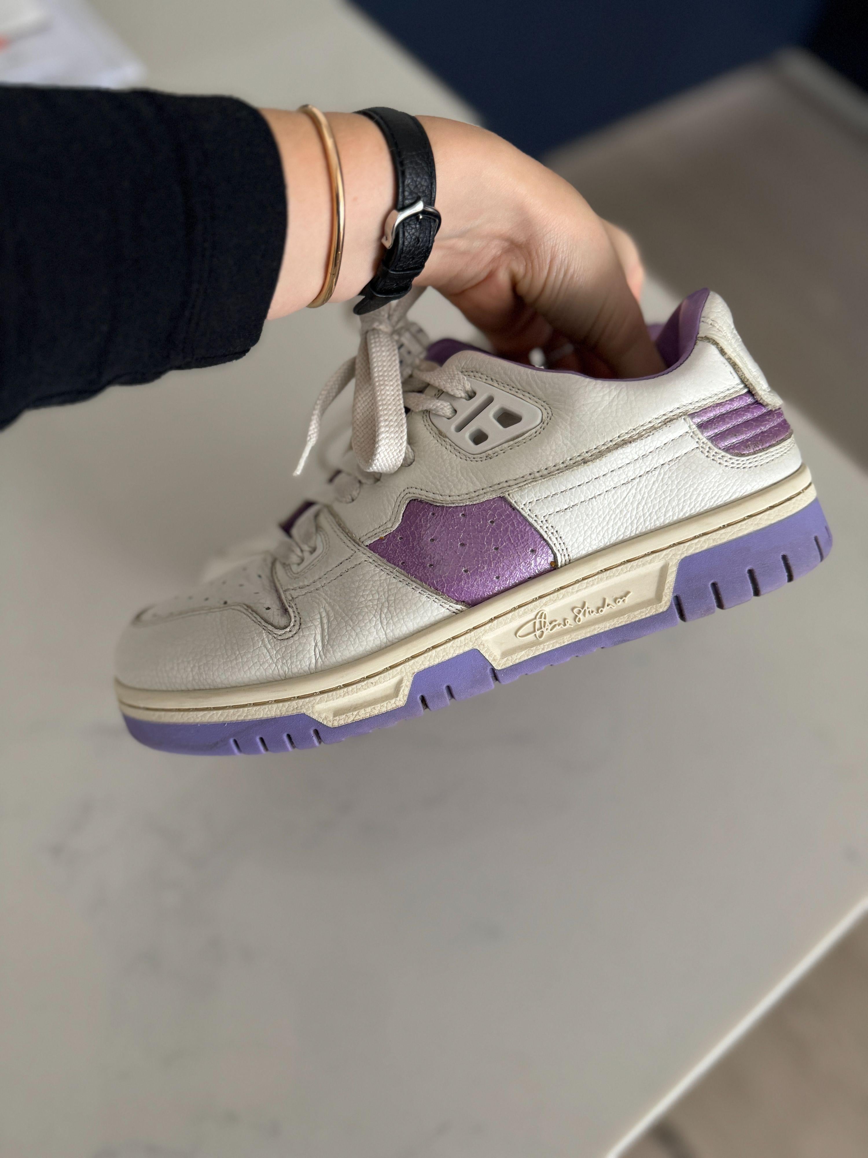 Acne Studios Cream and Lilac Low Pop Sneakers