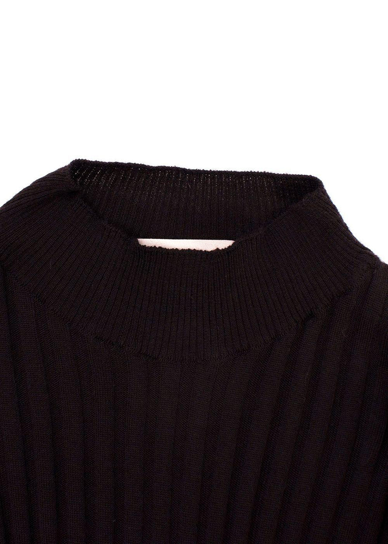 Bottega Veneta Dark Brown Long Sleeve Ribbed Top