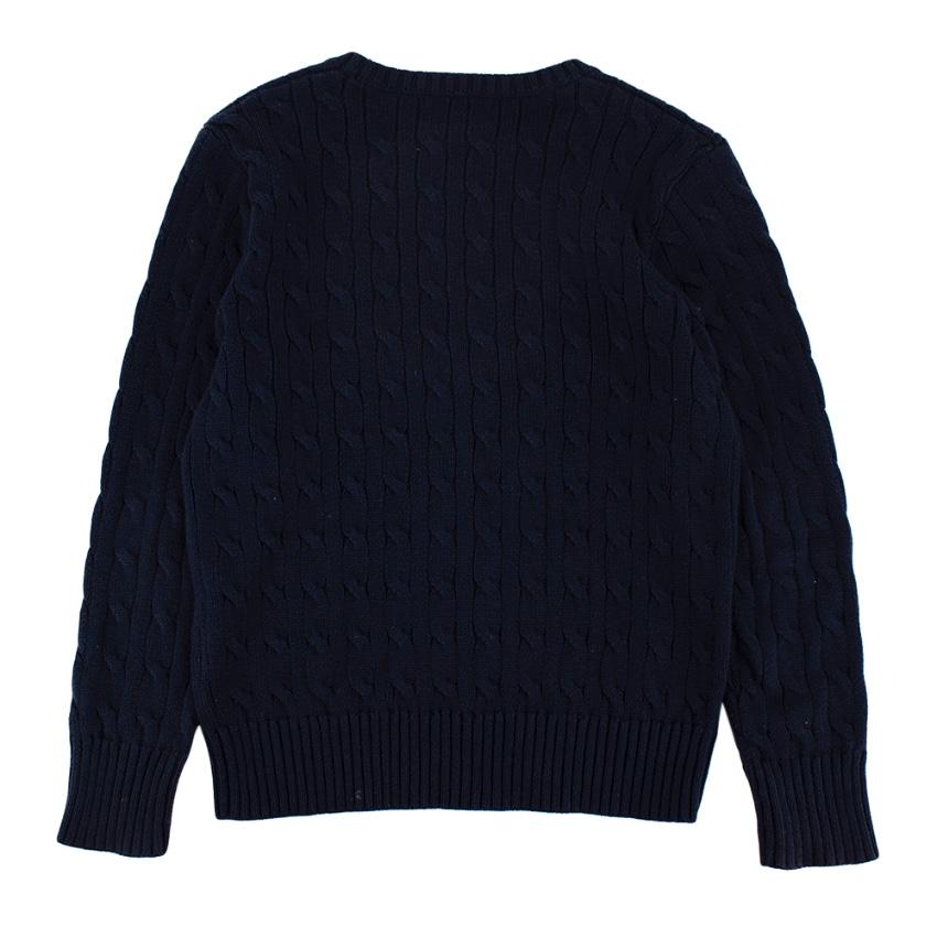 Polo Ralph Lauren Navy Cotton Cable Knit Sweater