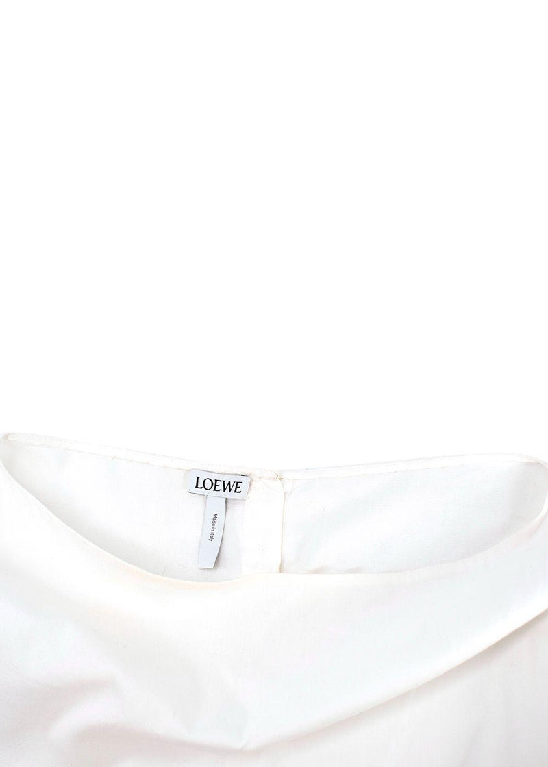 Loewe White and Brown Distressed Hem Midi Dress