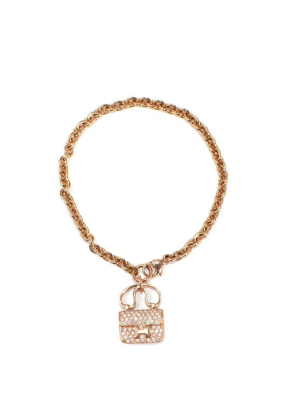 Hermes 18K Rose Gold Diamond Constance Amulettes Bracelet