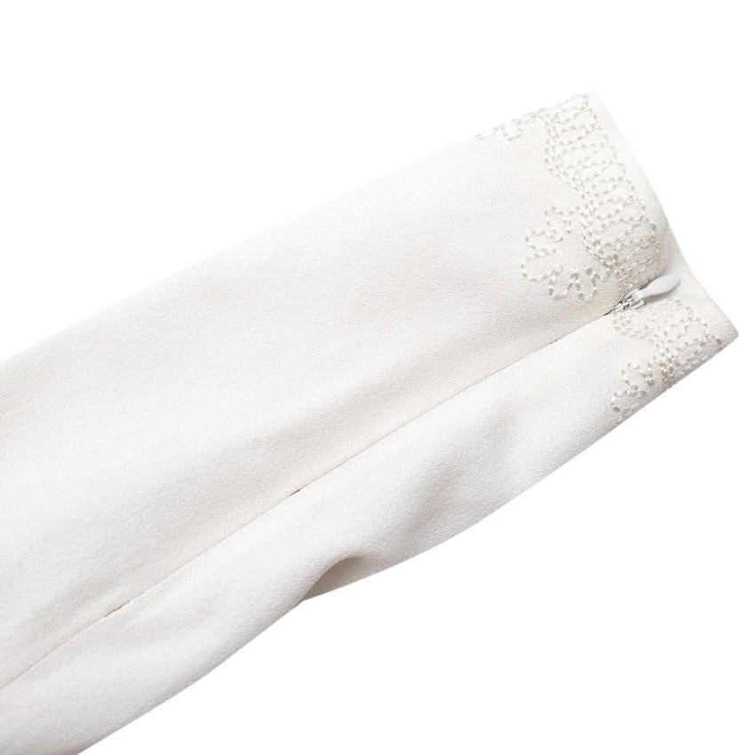 Vilshenko Embroidered Cream Crepe Midi Dress