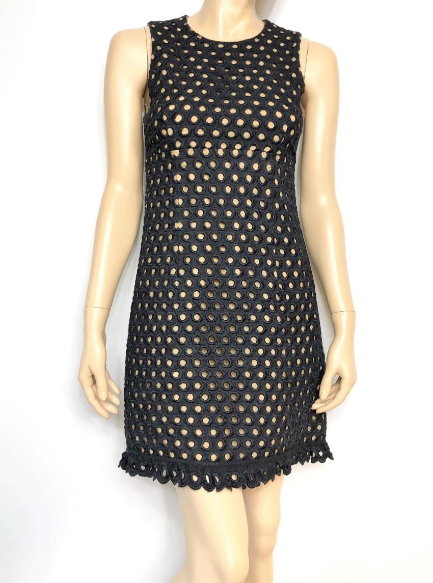 Michael Kors black linen guipure sleeveless dress