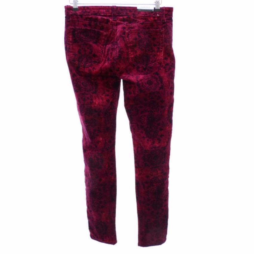 J BRAND Black Red Floral Velvet Pants