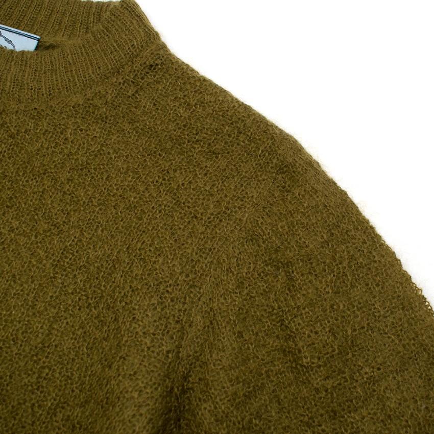 Prada Khaki Semi Sheer Mohair Blend Knit Top