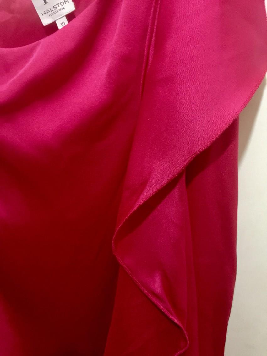 Halston Pink Silk One Shoulder Dress