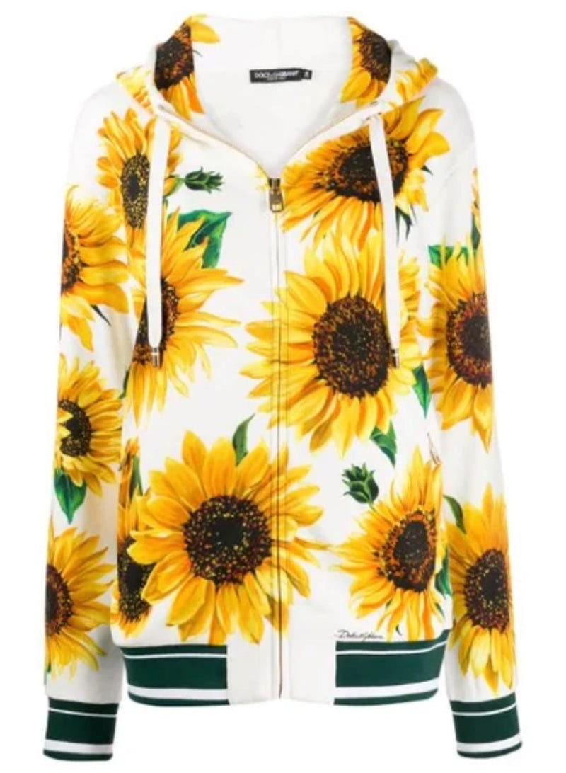 Dolce & Gabbana White Sunflower Hoodie
