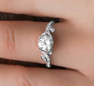 Intricate Floral White Gold Round Brilliant Cut Diamond Ring