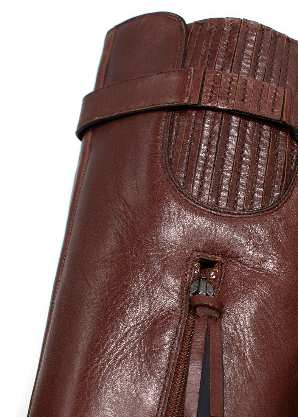 Miu miu Brown Leather High-Heel Knee Boots