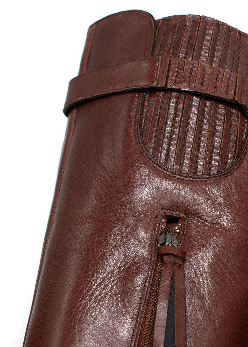 Miu miu Brown Leather High-Heel Knee Boots
