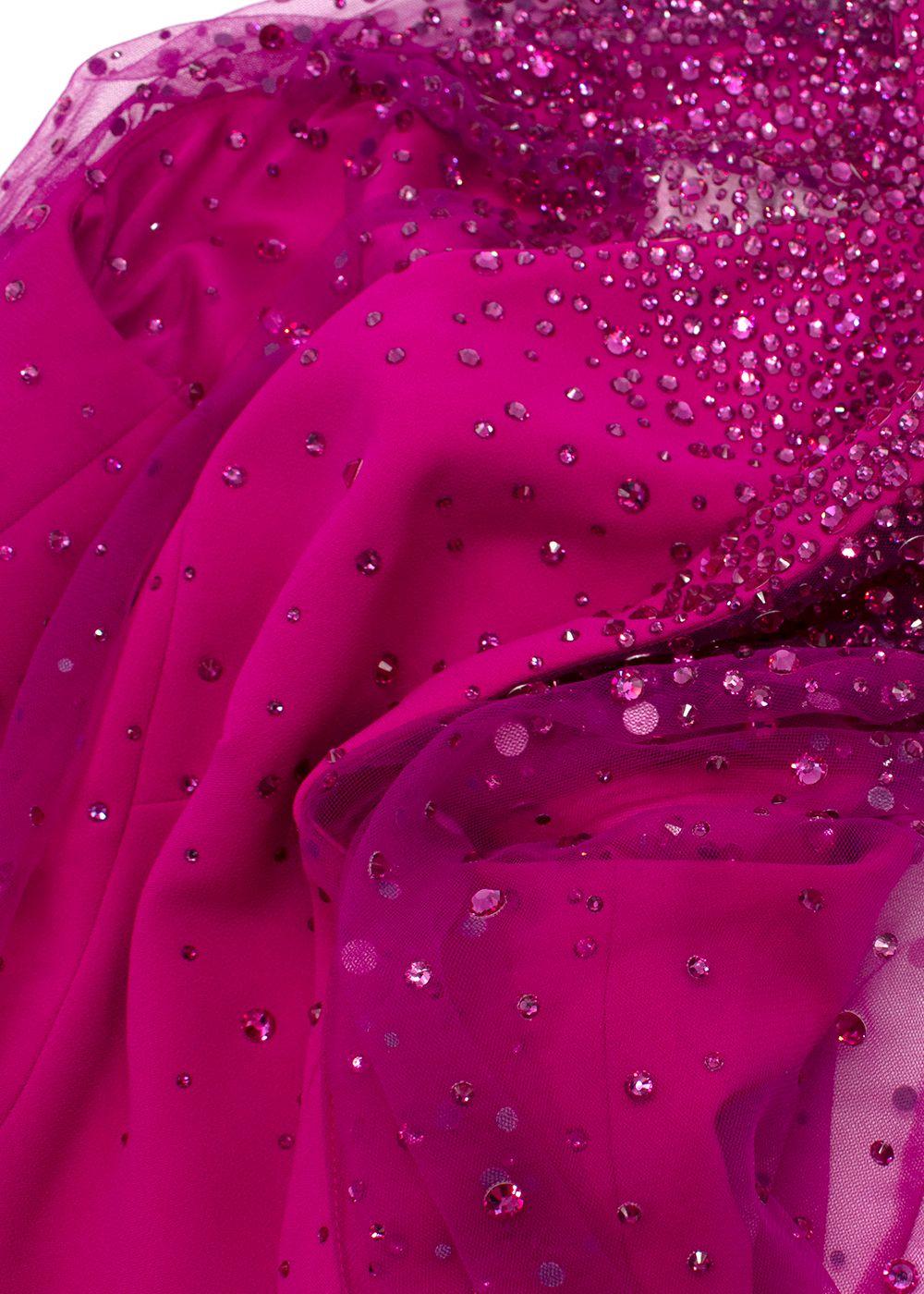 Jenny Packham Hot Pink Limelight Crystal Embellished Gown