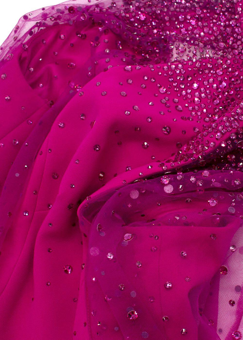 Jenny Packham Hot Pink Limelight Crystal Embellished Gown