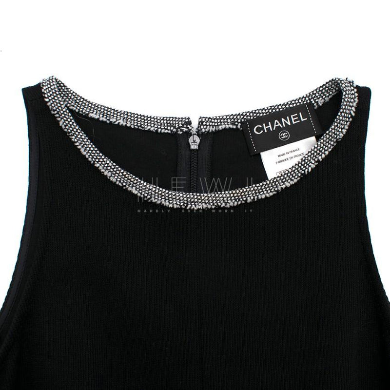 Chanel Black & SIlver Wool Blend Mini Dress