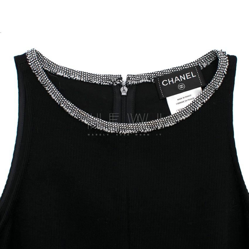 Chanel Black & SIlver Wool Blend Mini Dress