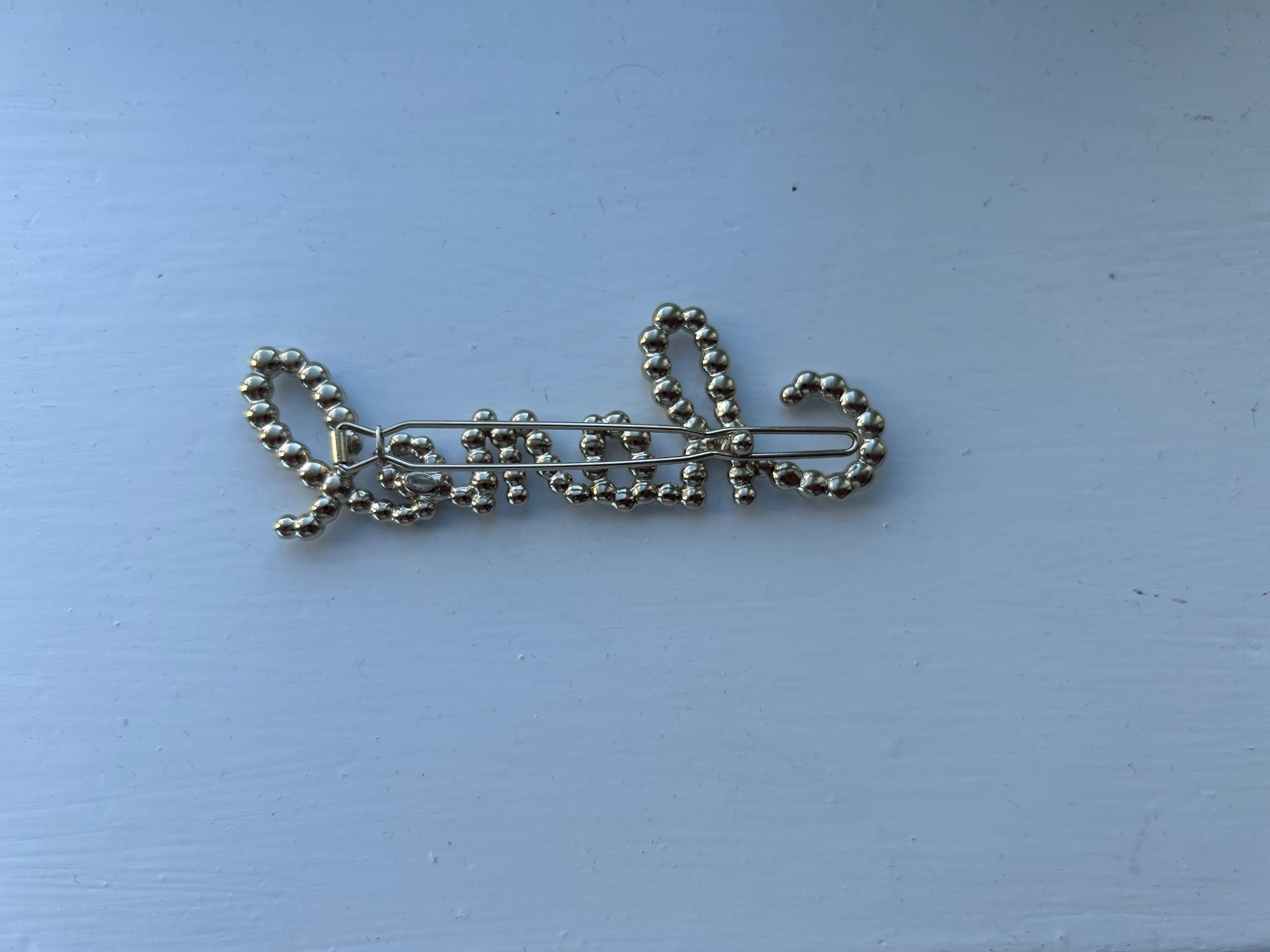 Chanel Faux Pearl Logo Hair Clip