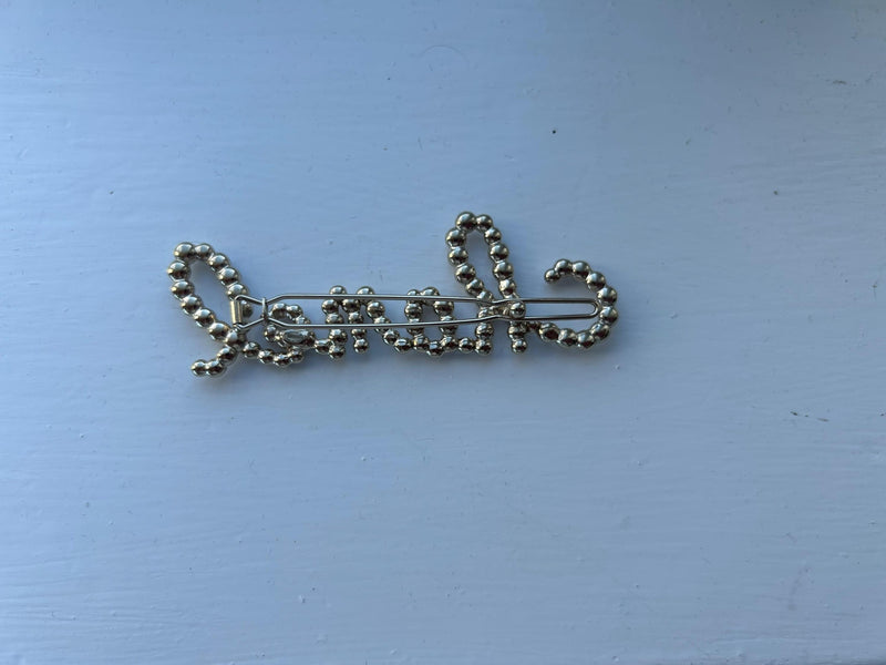 Chanel Faux Pearl Logo Hair Clip