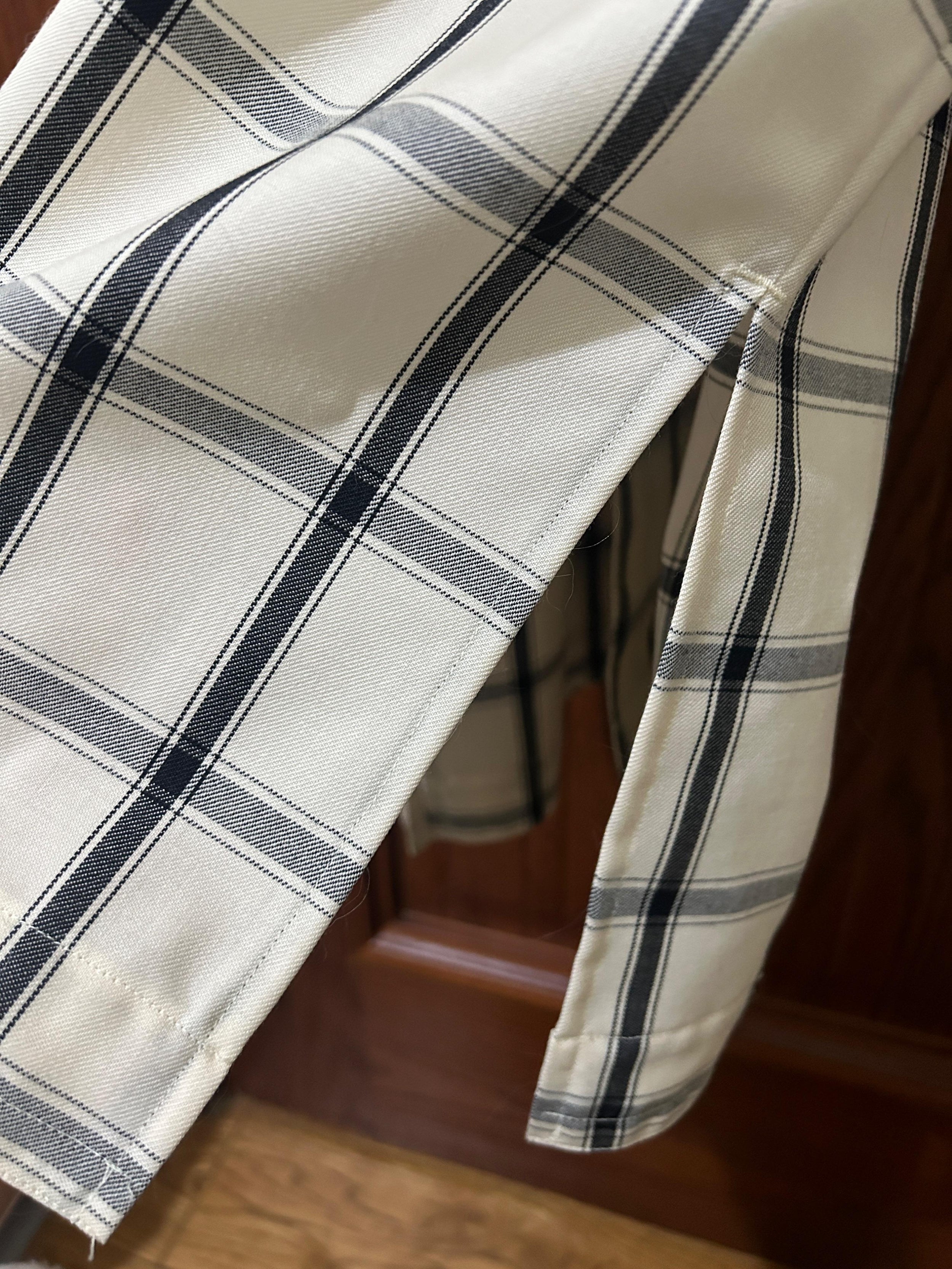 Virgin Wool Black And White Checked Shirt Dress