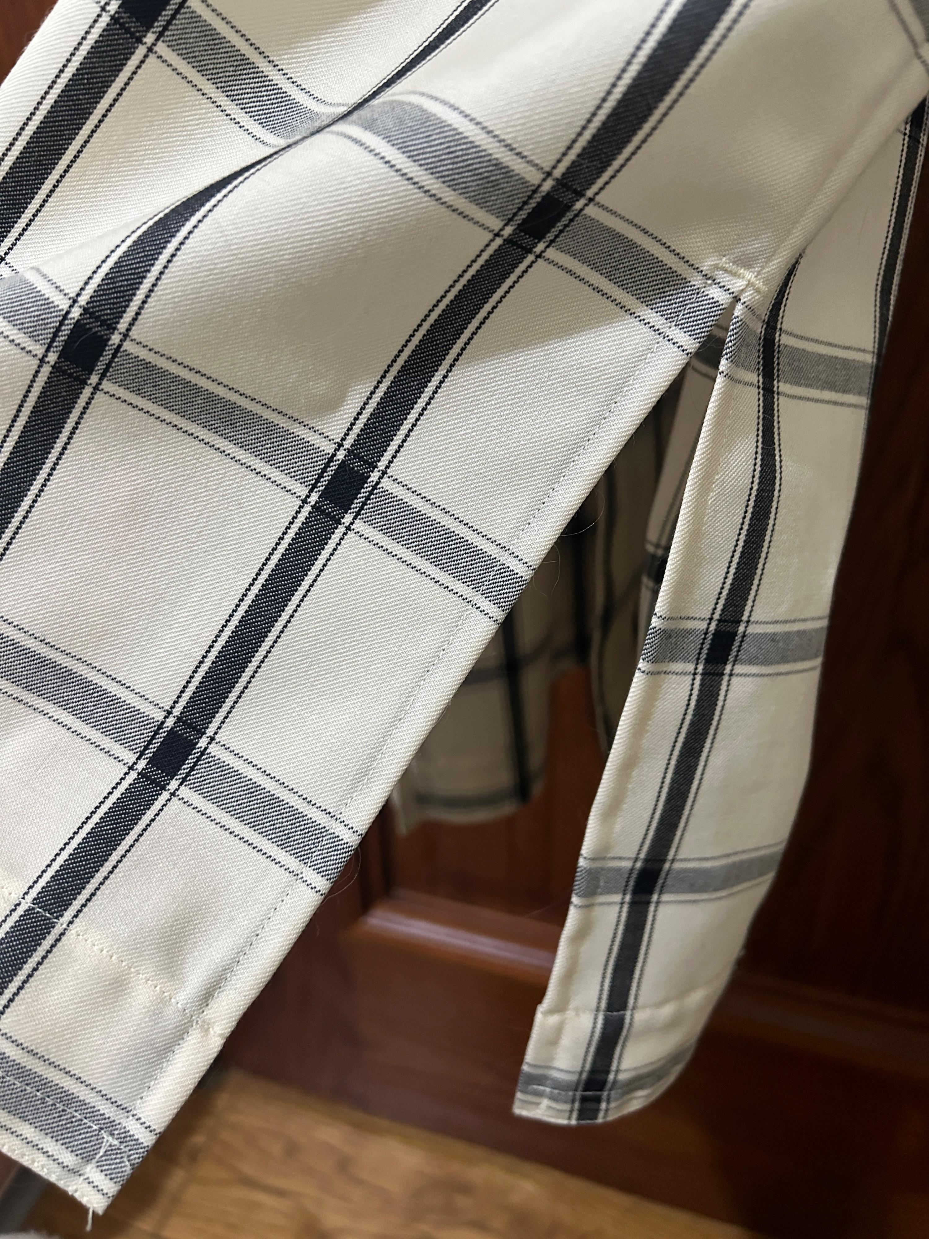Virgin Wool Black And White Checked Shirt Dress