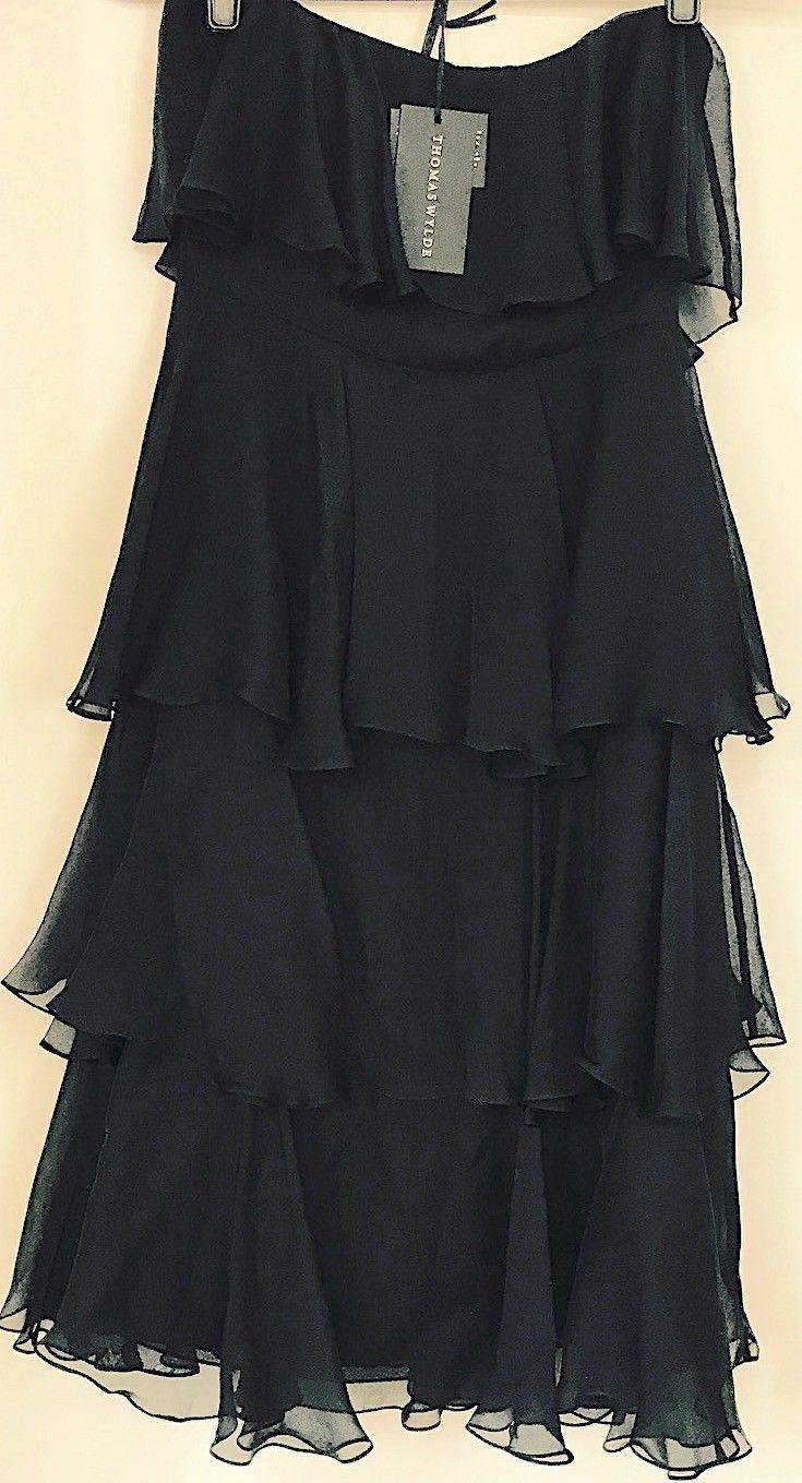 Silk Black Tiered Strapless Dress