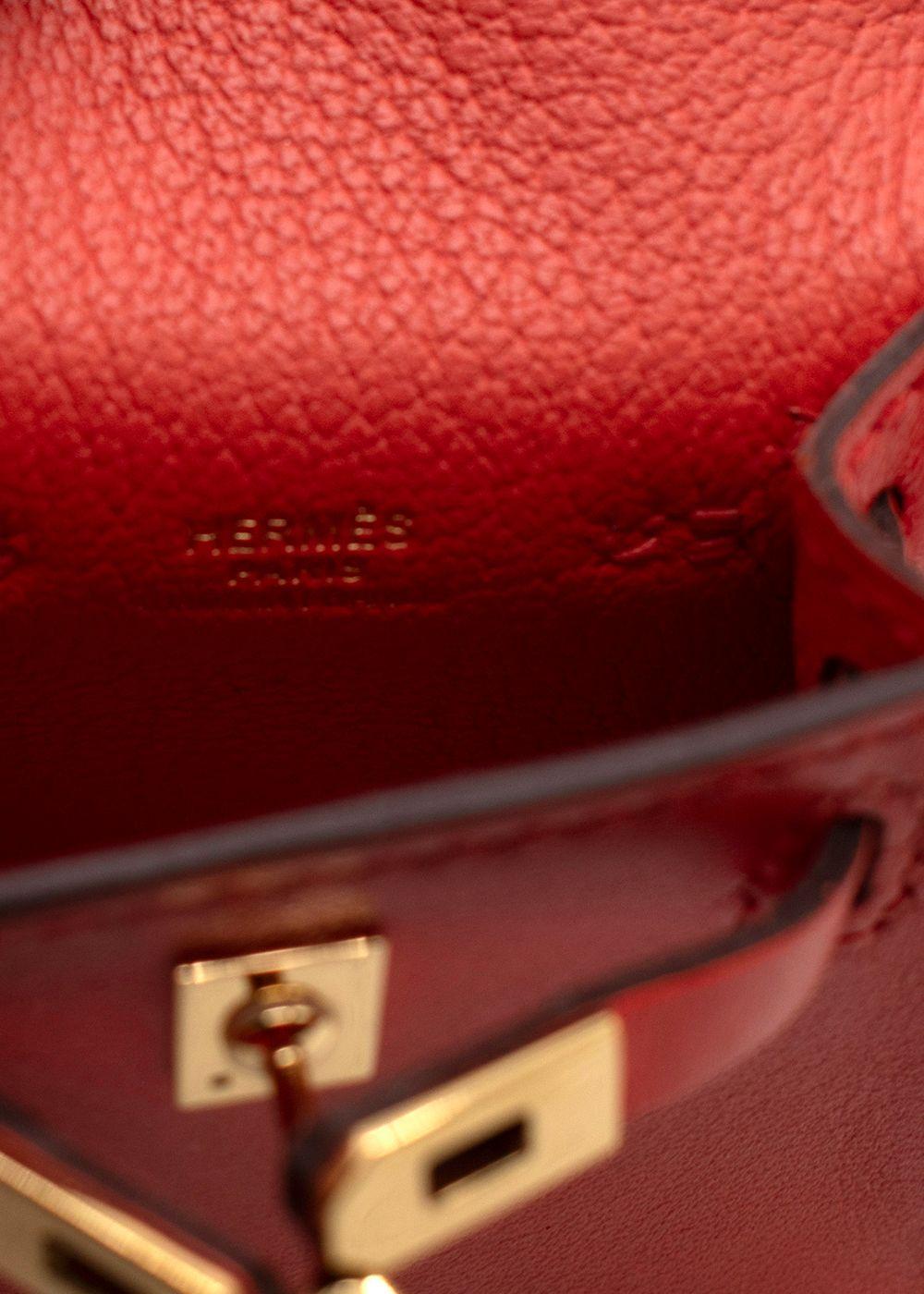Hermes Sanguine Tadelakt Micro Mini Twilly Kelly Bag Charm